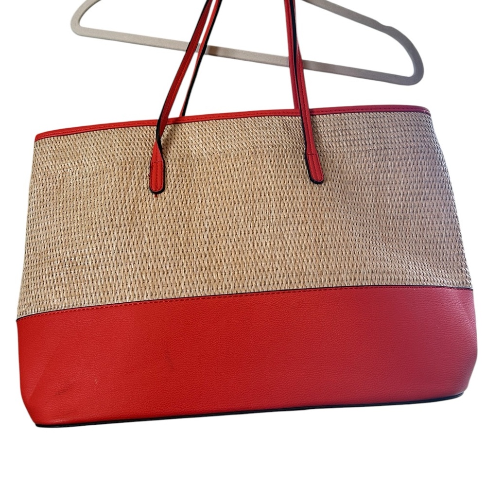 IZZY AND ALI Orange CHIC STRAW Large Tote PURSE Handbag